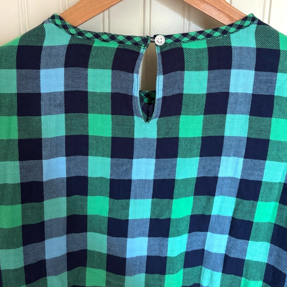 Primary Green Plaid Flannel Long Sleeve Dress, Size 12 - Picture 4 of 5